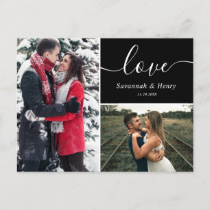 Zwei-Foto-Collage Schwarze Liebesschrift Postkarte