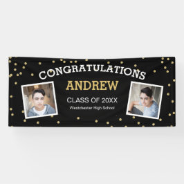 Zwei Foto Confetti Black Abschluss Banner