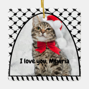 Zwei Foto Custom Text Keffiyeh Free Palestine Keramikornament