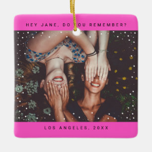 Zwei Foto Friends Minimalistisch Holiday Keepake Keramikornament