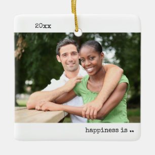 Zwei-Foto-Glück ist minimalistisch verlobt Keramikornament