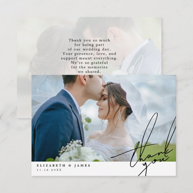 Zwei-Foto-Handschrift-Skript Hochzeit Danke (Vorne/Hinten)