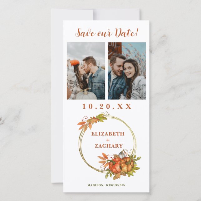 Zwei Foto Herbstpumpen Hochzeit im Herbst Save The Date (Vorderseite)