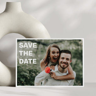Zwei-Foto-Kombination mit fettem weißen Textüberla Save The Date