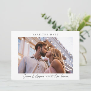 Zwei Foto Minimalistisch Moderne Skripte Hochzeit  Save The Date
