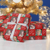 Zwei Foto Rahmen Snowflake Rot Frohe Weihnachten