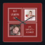 Zwei Foto Red Template Quadratische Wanduhr<br><div class="desc">Zwei Foto und Text Template .. einfach Ihre eigenen Fotos und Texte zu dieser großartigen Wanduhr hinzufügen .. einfach zu personalisieren .. personalisierbare Fotovorlagen Uhr von Ricaso - perfekte Geschenkideen</div>