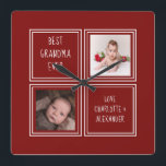 Zwei Foto Red Template Quadratische Wanduhr<br><div class="desc">Zwei Foto und Text Template .. einfach Ihre eigenen Fotos und Texte zu dieser großartigen Wanduhr hinzufügen .. einfach zu personalisieren .. personalisierbare Fotovorlagen Uhr von Ricaso - perfekte Geschenkideen</div>