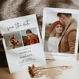 Zwei-Foto-Save-the-Date-Karte, modern minimalistis Einladung