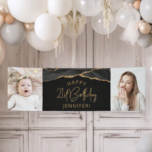 Zwei Foto Schwarz Gold Achat 21. Geburtstag Banner