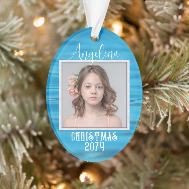 Zwei Foto Wasser Hintergrund Oval Weihnachten Ornament (Baum)