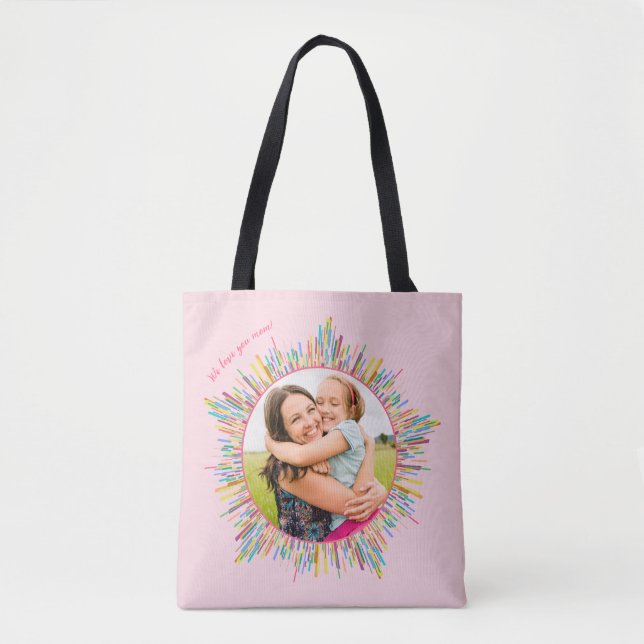 Zwei Fotos Abstrakte und farbige Art Custom Text Tasche (Vorderseite)