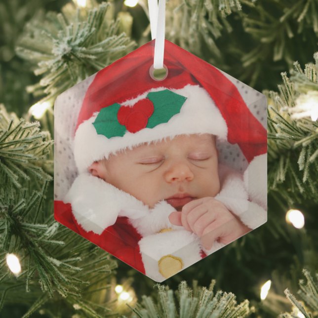 Zwei Fotos Baby Family Picture Ornament Aus Glas (Insitu)