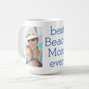 Zwei Fotos Best Beach Mama je Kaffee Tasse