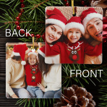 Zwei Fotos Familie doppelseitige Weihnachten