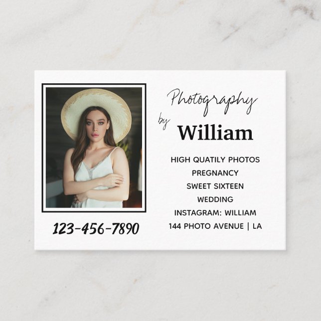 Zwei Fotos Fotograf Business Card Visitenkarte (Vorderseite)