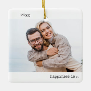 Zwei Fotos Glück ist Verheiratet Minimalistisch Keramikornament