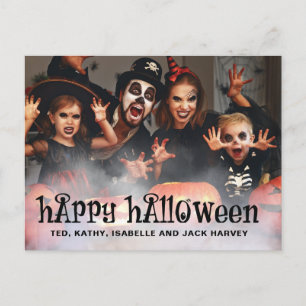 Zwei Fotos glückliche Halloween-Familie Postkarte