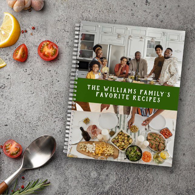 Zwei Fotos Grüne einfache Familienrezepte Notizbuch (Von Creator hochgeladen)