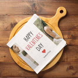 Zwei Fotos | Happy Valentines Day | Couple Gift Geschirrtuch
