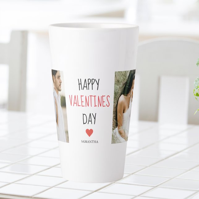 Zwei Fotos | Happy Valentines Day | Couple Gift Milchtasse (Von Creator hochgeladen)