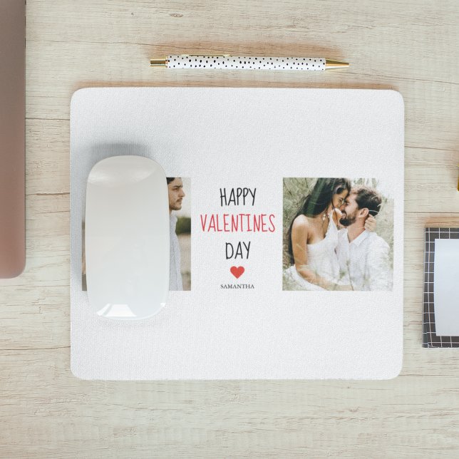 Zwei Fotos | Happy Valentines Day | Couple Gift Mousepad (Von Creator hochgeladen)