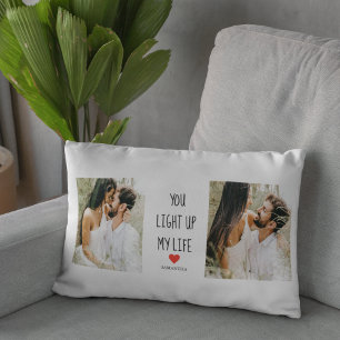 Zwei Fotos   Happy Valentines Day   Romantisches Z Lendenkissen