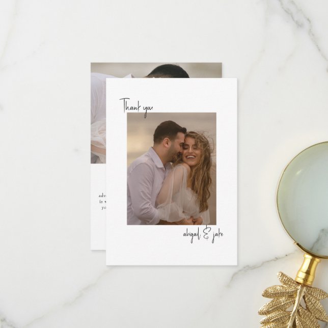 Zwei Fotos Hochzeitsnachricht Vielen Dank Dankeskarte (Vorderseite/Rückseite Beispiel)