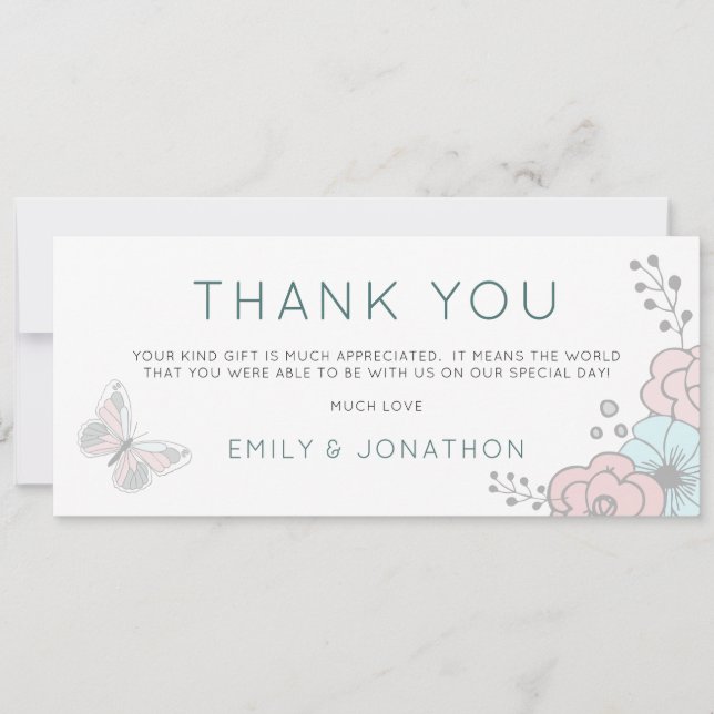 Zwei Fotos Künstlerisch Florals Butterfly Danke (Vorderseite)