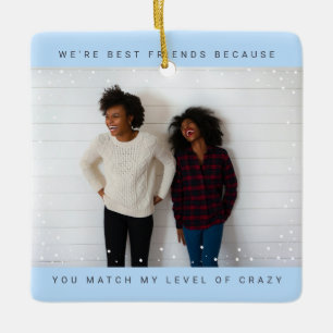 Zwei Fotos Minimalistisch Beste Freundin Snowfall  Keramikornament