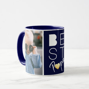 Zwei Fotos Navy Blue Best Papa Tasse