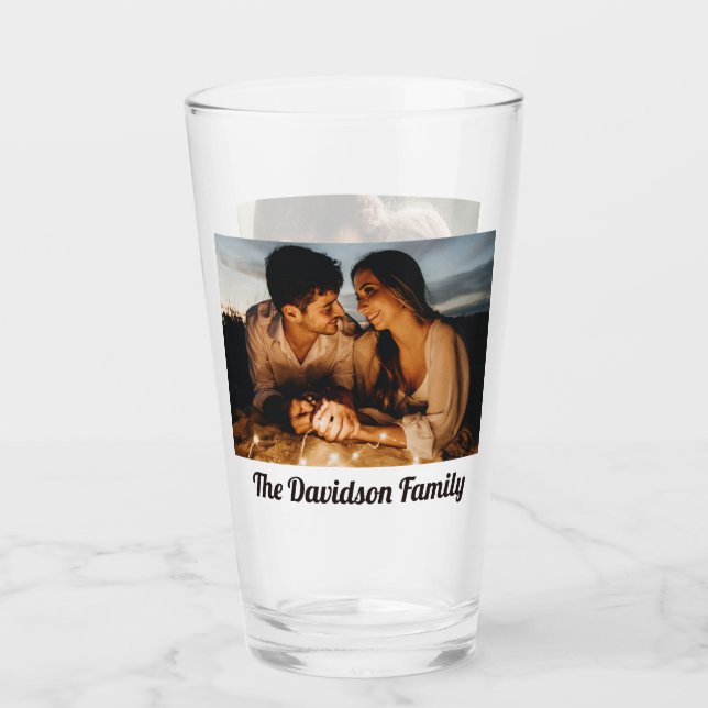 Zwei Fotos Personalisiertes 16oz Pint Glas (Vorderseite)