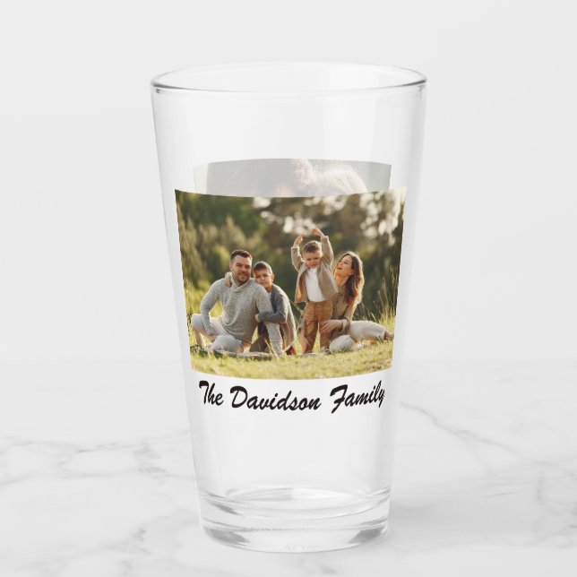 Zwei Fotos und Personalisiertes 16oz Pint Glas (Vorderseite)