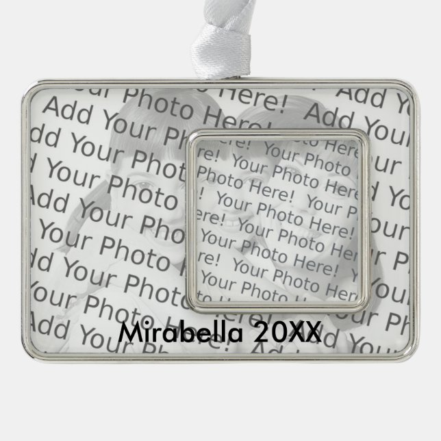 Zwei Fotos und Text Rahmen-Ornament Silber (Vorderseite)
