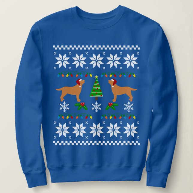 Zwei Fox Red Labradors Weihnachtsmuster Sweatshirt (Design vorne)