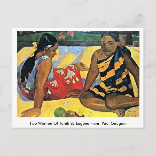 Zwei Frauen aus Tahiti von Eugene Henri Paul Gaugu Postkarte (Vorderseite)