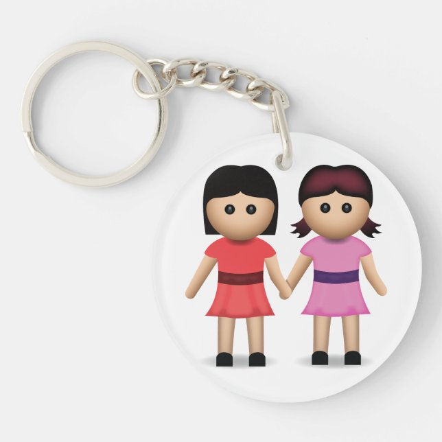 Zwei Frauen, die Hände Emoji halten Schlüsselanhänger (Vorderseite)