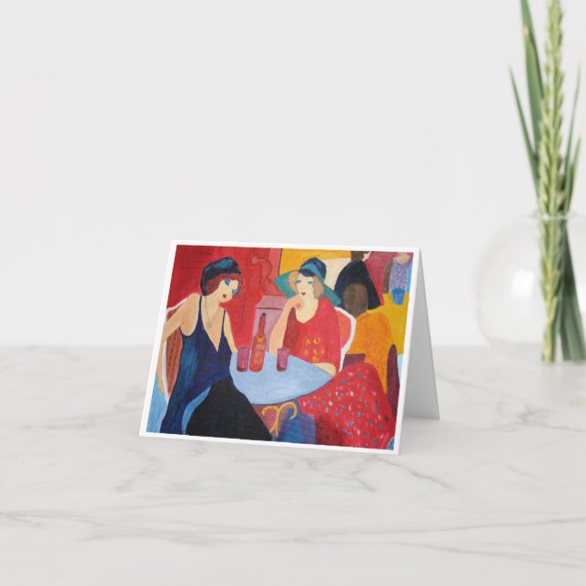 Zwei Frauen im Café Karte (Vorderseite)