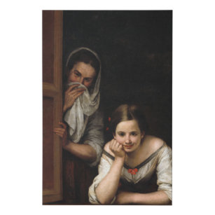Zwei Frauen in einem Fenster von Bartolome Esteban Künstlicher Leinwanddruck