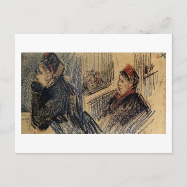 Zwei Frauen in einer Balkonbox Van Gogh Fine Art Postkarte (Vorderseite)