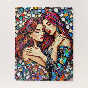 Zwei Frauen in Liebe   Imitats Mosaik Tile Style