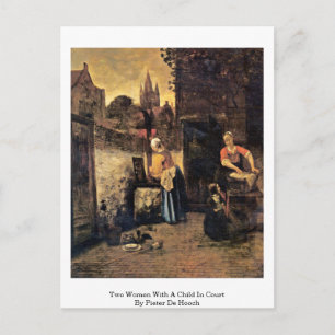 Zwei Frauen mit Kind vor Gericht von Pieter De Hoo Postkarte