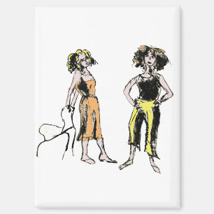 Zwei Frauen mit lockigen Haaren Magnet