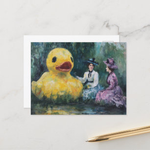 Zwei Frauen picknicken im Park mit einer riesigen Postkarte