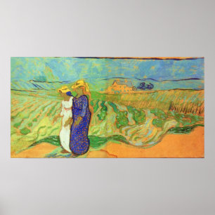 Zwei Frauen überqueren die Felder von Vincent van  Poster