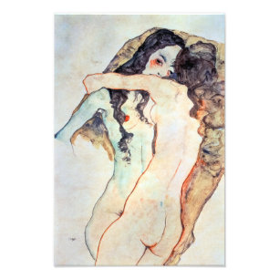 Zwei Frauen umarmen sich Egon Schiele Fotodruck
