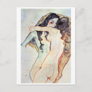 Zwei Frauen umarmen sich Egon Schiele Postkarte
