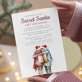 Zwei Freunde und Geschenk Secret Weihnachten Party Einladung
