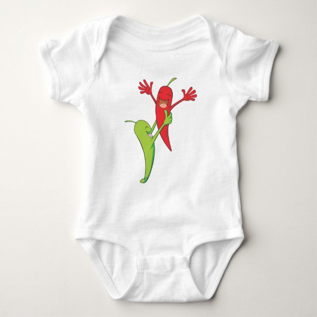 Zwei frohe Chili-Pfeffer-Liebhaber Baby Strampler (Vorderseite)