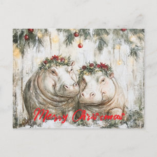 Zwei fröhliche Hippos Postkarte